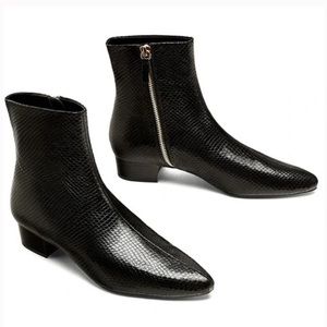 Zara Faux Snakeskin Pointed Toe Ankle Boots